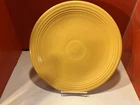 VINTAGE EARLY FIESTA DOUBLE FOOTED 12" CHOP CAKE PLATE ORIGINAL YELLOW HLC