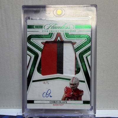 Panini 2023 Flawless Collegiate Chris Olave Star Swatch SSS-CO Emerald /5 Auto