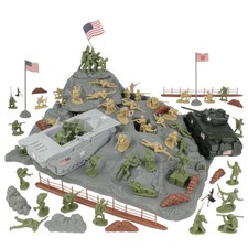 BMC WW2 Iwo Jima Plastic Army Men - Island, Tanks Soldiers 72pc Playset