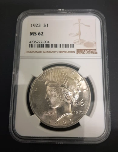 1923 Peace Dollar $1 Silver Coin NGC MS 62