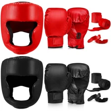 Kanayu 14 Pcs Boxing Set 16oz Gloves Headgear Helmet Hand Wraps Mouth Guard