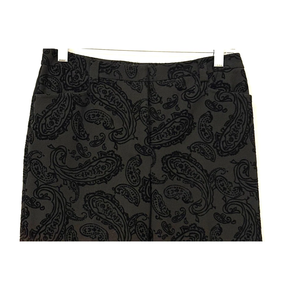 Peck & Peck Brocade Embossed Velvet Jacquard Weave Pants Size 4P Dark Goth - Image 3 of 4