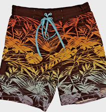 Men's Board Shorts Medium Tropical Floral Swim Trunks Ombre Beach