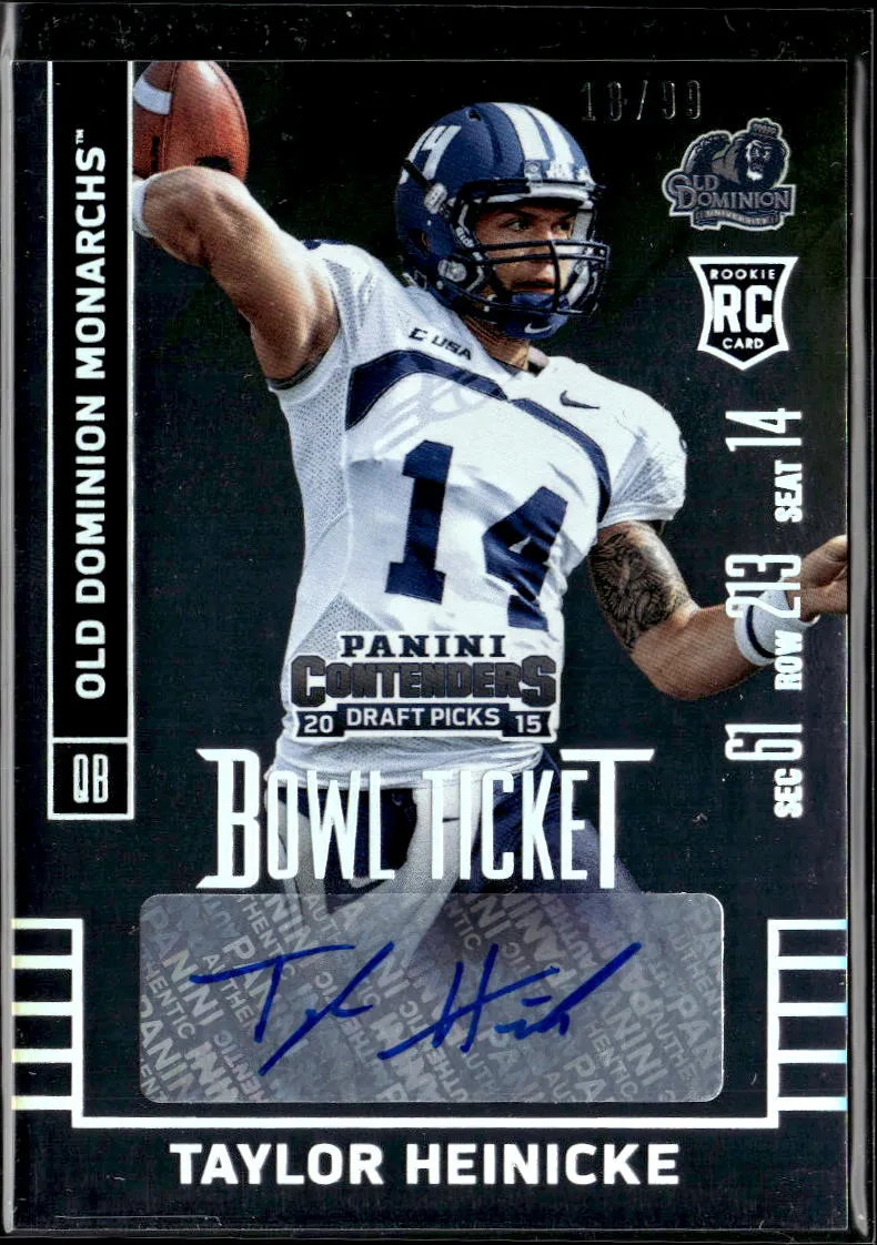 Taylor Heinicke Panini Contenders Draft Picks #157 Autograph