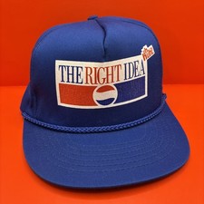 VTG 1980's Pepsi The Right Idea uh huh! Rope Hat- Blue, Adjustable- Made in USA