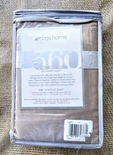 New Spring Home 100% Egyptian Cotton 360 Thread Count Twin Flat Sheet Color Flax - Picture 2 of 2