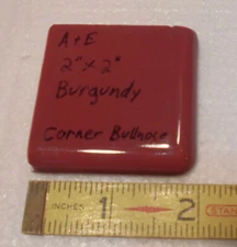 Burgundy  2" X 2" X 5/16" Ceramic Surface Bullnose Corner Tile; made 1940's