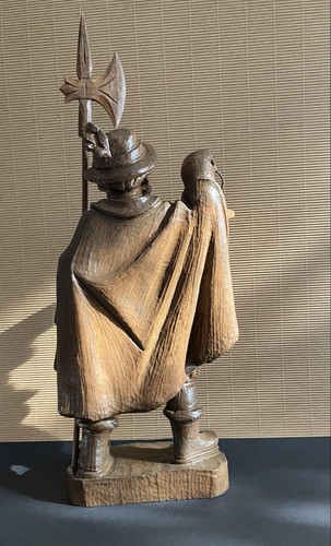 VINTAGE LARGE WOODEN FIGURE, HANDMADE, THE NIGHT GUARD, USED - Picture 5 of 9