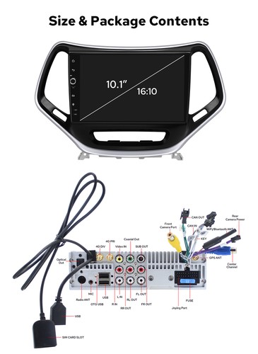 JOYING 10.1" for 2014-up Jeep Cherokee Car Radio 8GB 128GB Carplay Android Auto - Picture 14 of 15