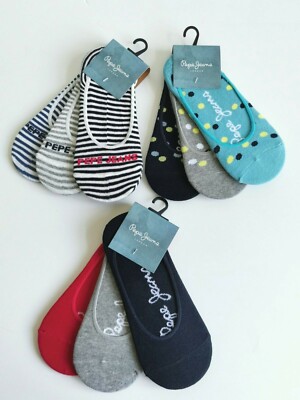 Pepe Jeans Women's Pack low Ped Socks, multicolour, UK 4-7