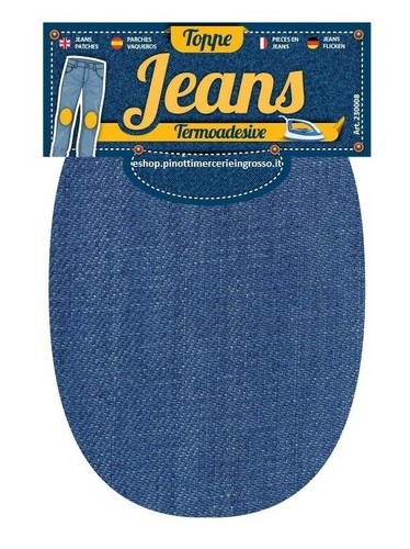 COPPIA TOPPE TESSUTO JEANS TERMOADESIVE PER GINOCCHIO GOMITI - CM 16 X 11 -ITALY - Picture 2 of 5