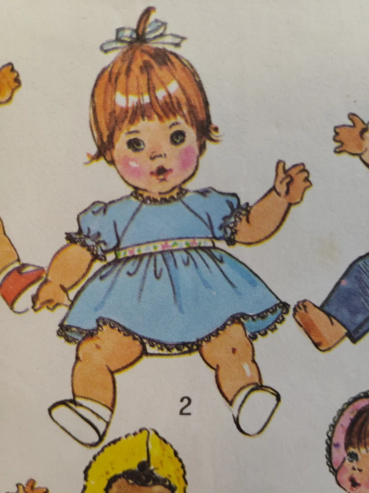 Doll Wardrobe Clothes M 15" 16" Simplicity 7208 Sewing Pattern CUT VTG Dress Hat - Image 4 of 4