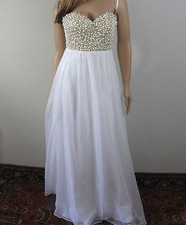 La Femme Pearl Crystal Embellished White Wedding Bridal Prom Dress (4)