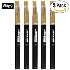 5-PACK Stagg 1-Pair American Hickory 5BN Nylon Tip Drum Sticks SHV5BN