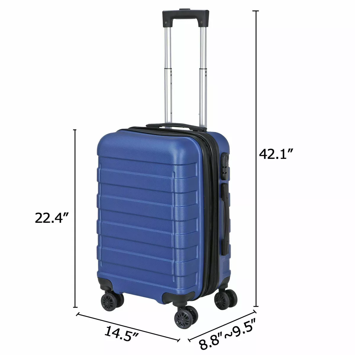 21 Inch Navy Blue Spinner Carry on Luggage Suitcase Expandable
