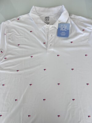 Sol Tek Ice SanSoleil Polo Golf Shirt Size XL UV50 Sun Protection USA Flag J172