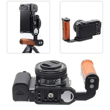 Wooden Quick Release Left L Plate Bracket Hand Grip Holder For Sony Fuji Camera