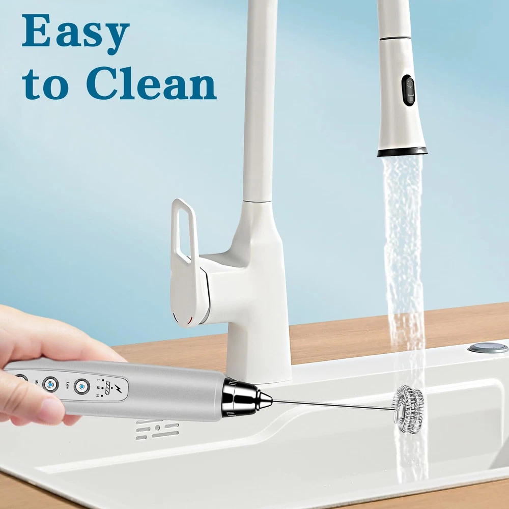 Milk Frother Handheld with Stand, Electric Whisk 3 Speed Adjustable, Drink Mi...