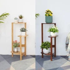 3 Tier Bamboo Tall Corner Plant Rack Garden Flower Pot Holder Living Room Patio