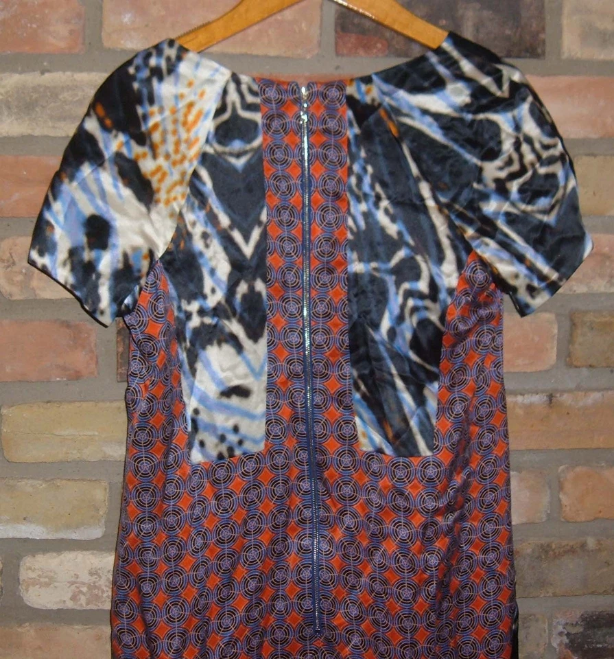 Rachael Roy Butterfly & Geometric Print Silk Dress 10 M NWT Party MRSP $428 - Image 3 of 4