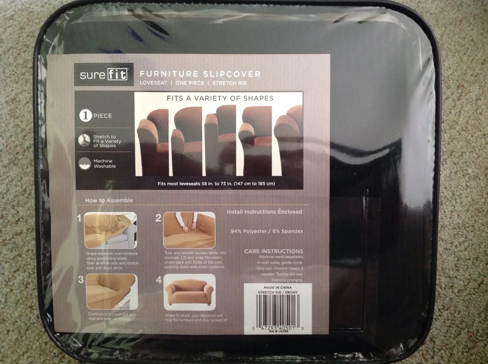 Ébano SURE FIT Loveseat Muebles Slipcover Elástico RARO descontinuado Nuevo en Paquete Foto 3 de 4