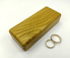 Wedding ring box from oak. Wooden engagement box for two rings. Double ring box.