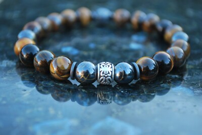 Tigerauge Damen Armband 8mm Herren Armband Perlenarmband Partnerarmband Geschenk