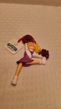 2014 Cheerleader Ornament With Tags, Purple And White