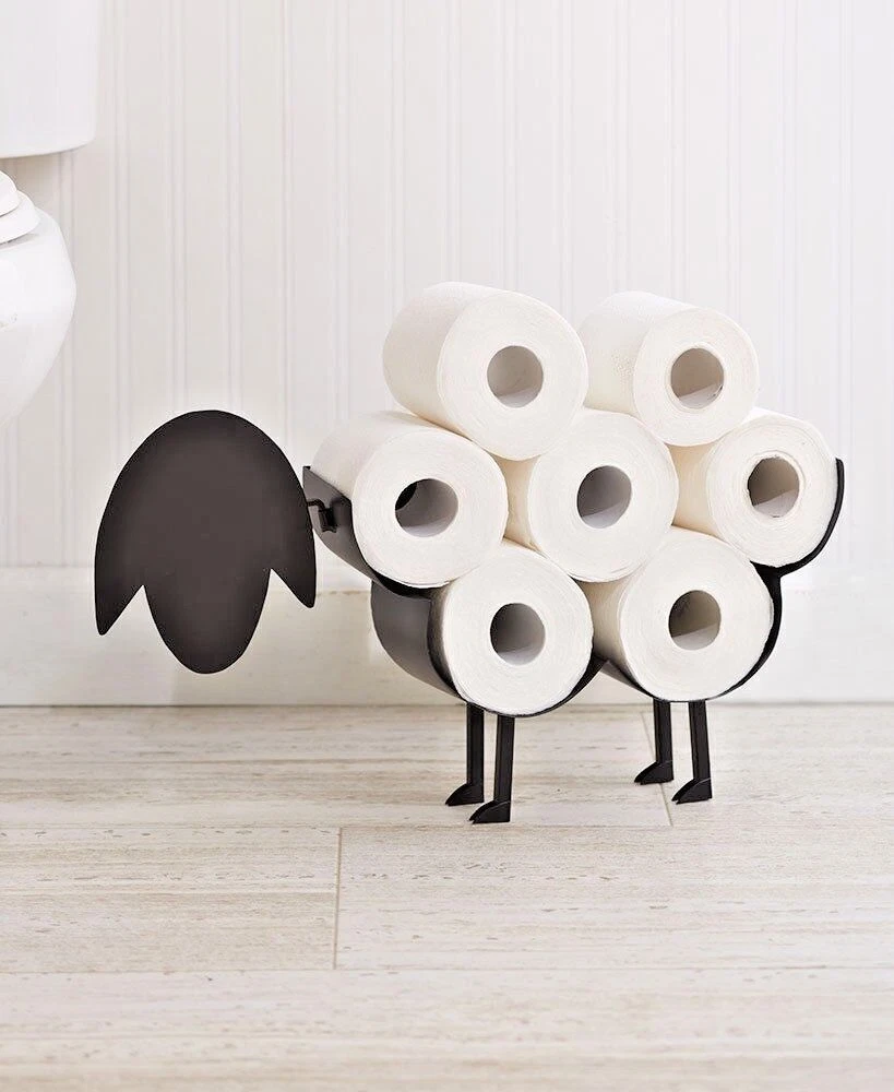 New Novelty Toilet Roll Holder Free Standing Black Sheep Bathroom
