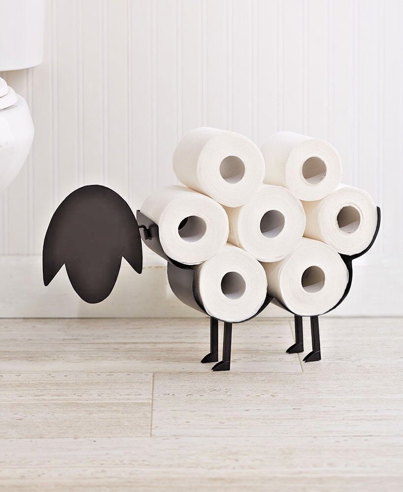 New Novelty Toilet Roll Holder Free Standing Black Sheep Bathroom