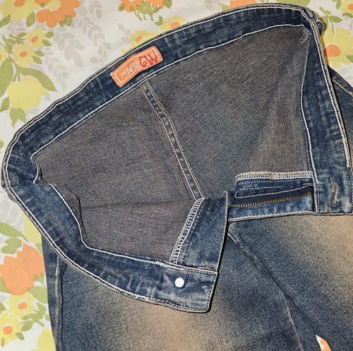 Vintage Jus D Orange Womens Medium Embroidered Flare Bottom Stretch Blue Jeans - Picture 7 of 15