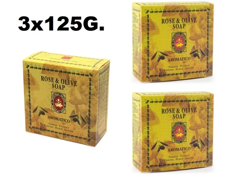 3x125G. ose & оливковое мыло Madame Heng, натуральная оригинальная формула Aromatico  - Изображение 2 из 4