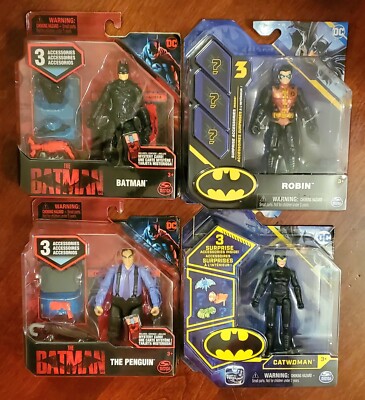 DC COMICS SPIN MASTER SET OF FOUR - BATMAN TOY 4-INCH ACTION FIGURE  + 3 OTHERS 