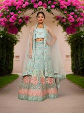 Semi-Stitched Lehenga with Soft Net Fabric  Zari Thread Work by Shreekama