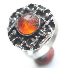 Sterling Silver Vintage Ring Decorated With Baltic Amber 7.0 gram          