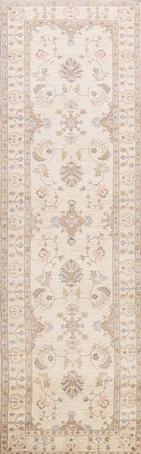 IVORY Ziegler Vegetable Dye Floral Runner Rug Hand-knotted Wool 2' 8'' X 10' 2"