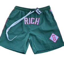 NWT Goat USA Basketball Shorts Mens XL Pockets RICH Spellout Green Heavyweight