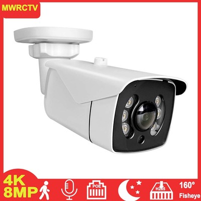 4K Fisheye 8MP POE IP Security Bullet Camera 1.8mm 160° Wide Angle for HIK NVR