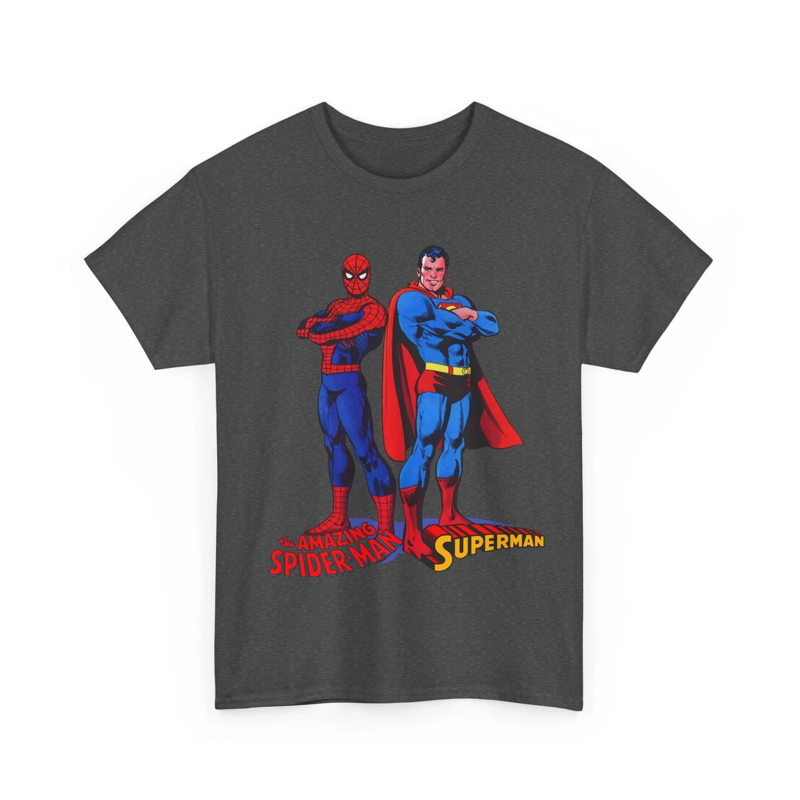 Amazing Spider-man, Superman T-Shirt - 1970s D.C Comics & Marvel Team-Up