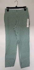A New Day Women's High Rise Slim Fit Ankle Side Zip Pants Green  Cream Size 2R