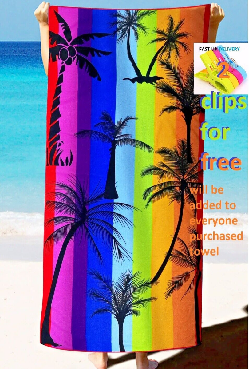Large Microfibre Beach Towel 70x140cm Travel Gym Summer ,take free towel  clips
