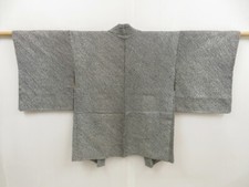 4922T01z590 Vintage Japanese Kimono Silk SHIBORI HAORI Black