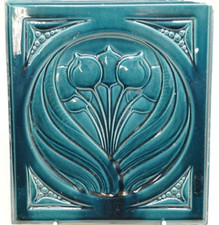 Antike Jugendstil Ofenplatte Meissner Ofen Fabrik Fliese Kachel um 1890 (P-1828)