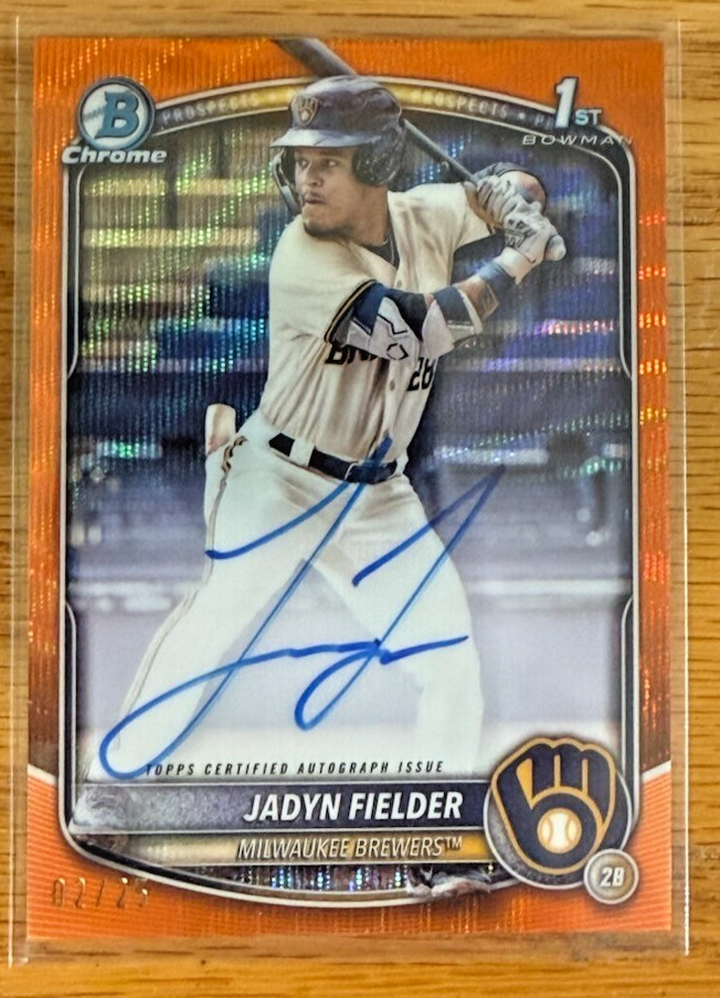 2025 1st Bowman Chrome Prospects Auto Orange Shimmer Jadyn Fielder 2/25 SP SSP