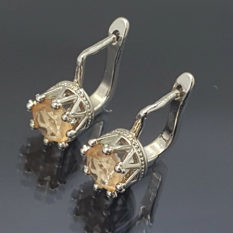 18K White Gold Filled Stunning Italian Morganite 18ct GF Huggie Earrings 15mm - Image 4 of 4