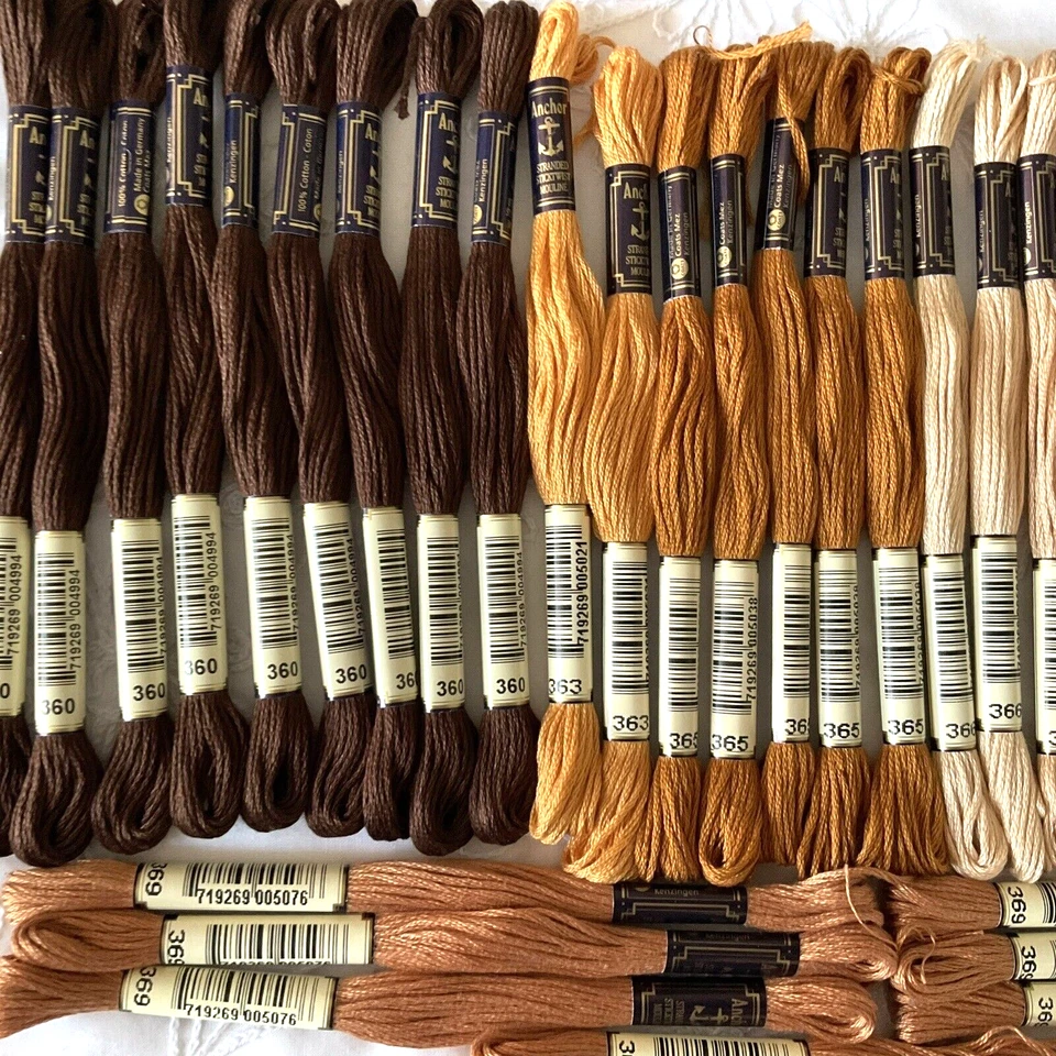 Anchor Stranded Sticktwist Mouline Cotton Floss Lot of 35 Browns Series 360's - Image 2 of 4