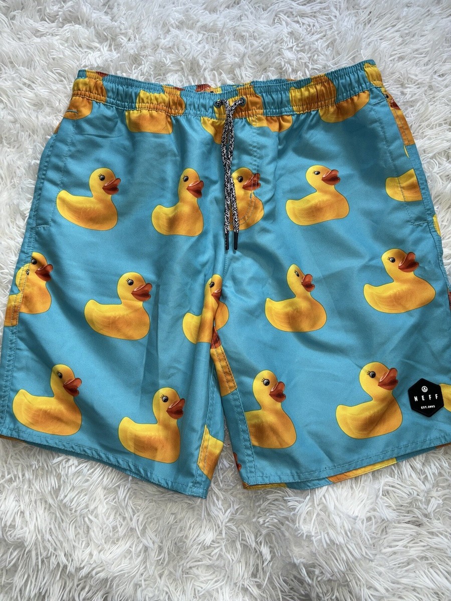 Neff Men's Sz. M Blue Rubber Duck Shorts. Excellent Condition, Fun