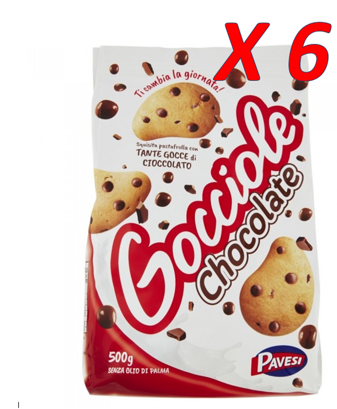 PAVESI GOCCIOLE CHOCOLATE biscotti con gocce di cioccolato 6 x 500 g  ( 3 KG)