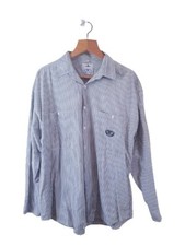 Finest Tailor Herren Langarm Grau Knopfleiste Freizeit Hemd Größe Large L Regular 