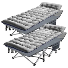 NAIZEA Folding Camping Cot Set of 2 Bed Military Sleeping Cot Mattress Carry Bag